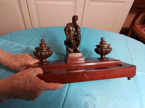 Encrier bronze marbre - ,