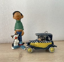 Gaston Lagaffe in his car figure - MARSU 1998 Plastoy (old keychain)