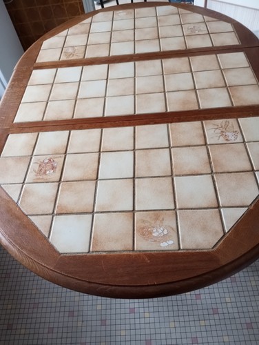 Table vintage ronde ovale - table,