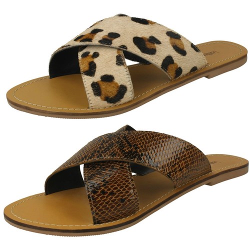 Mules plates cuir pour - cuir,
