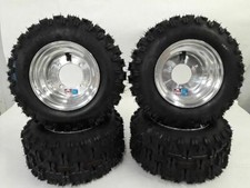 DWT Polished Aluminum Front and Rear Wheels Rims Snow Hog Tires 18" Honda TRX70