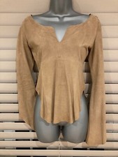 Jitrois beige fitted suede zip top with split sides UK 8 chest at least 32 B