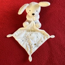 🇫🇷Doudou Lapin Blanc Mouchoir Good Night Étoiles Or Brodé Cœurs KIABI NEUF