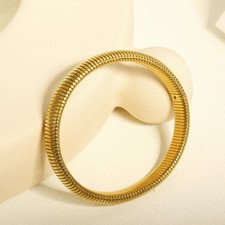Bracelet élastique Cobra Serpent 12 mm 18K or jaune sur anti-oxyde