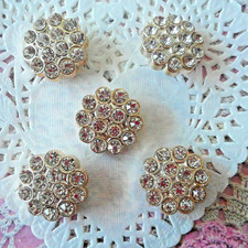 Boutons acrylique doré 14 strass par 5, couture, tricot, de 2,00 cm de diamètre.