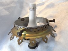 ANCIEN BRÛLEUR BEC DE GAZ PORCELAINE LAITON BOBÈCHE LAMPE PRESSION PÉTROLE LAMP