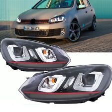 2 FEUX PHARE AVANT LED POUR VW GOLF 6 FOND NOIR LOOK GTI DE 10/2008 A 11/2012