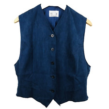 Time Collection Gilet Homme 42 Bleu Boutonné Dos Ajustable Élégant Doublé Col V