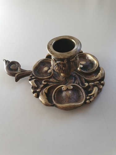 Ancien bougeoir main - à, bronze