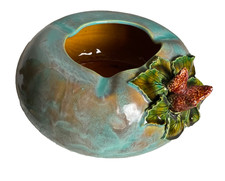 Earthenware ashtray sign B.L Le BRUSC (Var) BARBOTINE Strawberry no Vallauris