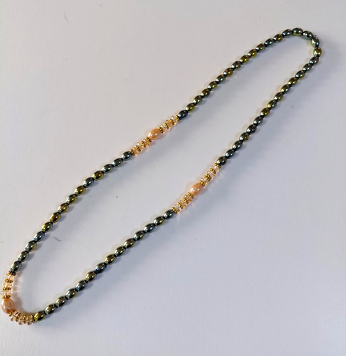Collier sautoir perle - perle, vert