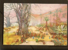 CONGO BELGE carte postale Dessin : P.MATHIEU/La danse sous baobab/ ed.J.De Greve