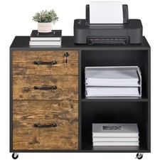 Caisson de Bureau à 3 Tiroirs Support Imprimante sur 5 Roulettes Industriel     