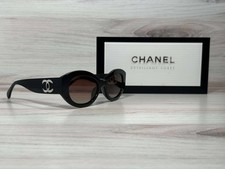 Chanel 5528 Polarized Oval Black Sunglasses With Brown Lens - Ships Now!