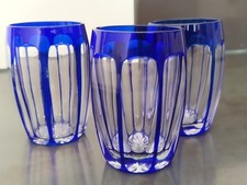 ANTIQUE SAINT LOUIS OVERLAY BLUE CRYSTAL CUP GLASSES PORT LIQUEUR