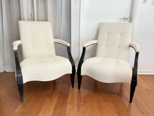 Pair of Donghia Eaton Fauteuil Arm Chair Contemporary Black & White Modern Style