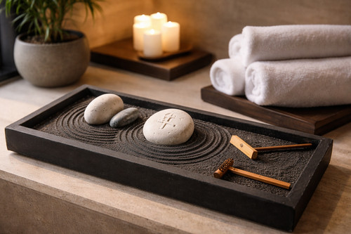 Jardin zen avec sable noire - sable,