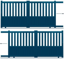 PORTAIL ALU COULISSANT IMITATION 2 VANTAUX-DROIT SEMI-AJOURE-ref CTP-00A1-CL1-