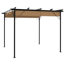 Pergola avec Toit Rétractable Taupe Acier 180 g/m² Tonnelle Jardin vidaXL