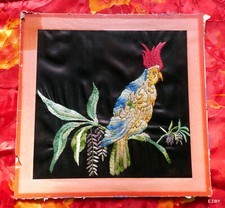 ANCIENNE BRODERIE SUR SOIE