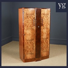 Smal Art Deco Walnut Elm 2 Door Wardrobe Armoire Tallboy Compactum Closet Robe