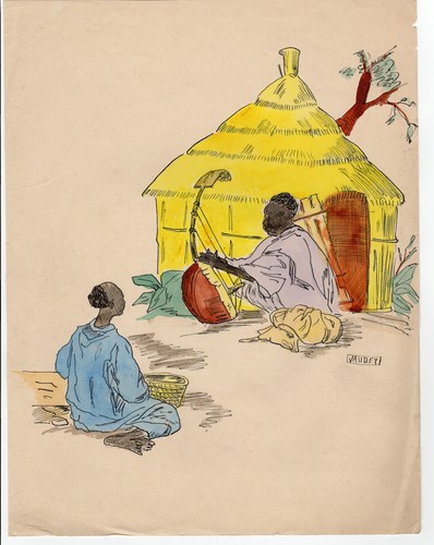 Musicien afrique aquarelle - musicien,