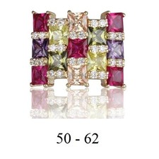 Dolly-Bijoux Grosse Bague T62 Pavé Diamant Cz Multicolore Plaqué Or 18K 5Microns