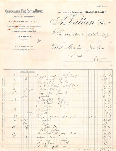 1937 quincaillerie fers - 1937,