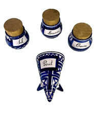 ROBERT PICAULT DESIGN VALLAURIS CERAMIC PARSLEY CONE SPICE POTS XXth