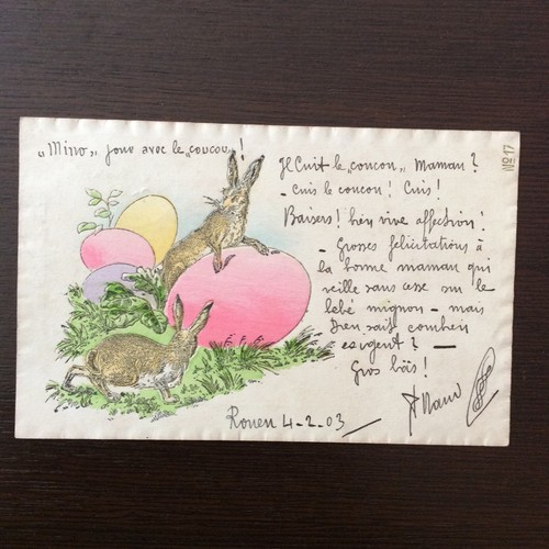 Cpa joyeuses pâques lapins - pâques,