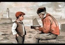 MAN & CHILD with BOAT MODEL, illustrated BEAUTIFUL GARDENER, CHICOREE BERIOT