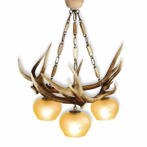 Lustre avec vrai bois cerf - lustre,