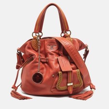 Lancel Orange Coral Leather Special Edition Premiere Flirt Bucket Bag