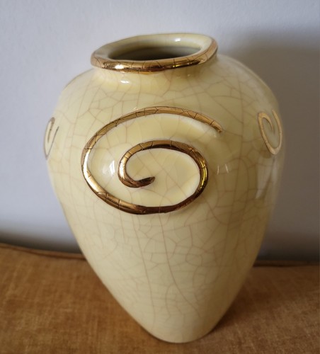 Vase longwy jaune rehaussé - vase,