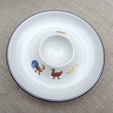 VILLEROY & BOCH - COQUETIER VINTAGE EN PORCELAINE - POULE POUSSINS COQ