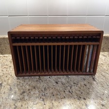 Vintage Kalmar Designs 20 Slot CD Holder Teak Wood MCM Storage Eject Buttons