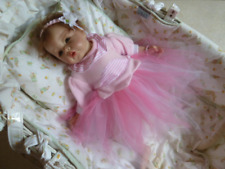 turban bandeau et tutu en tulle bébé reborn poupon poupee baptême fait main