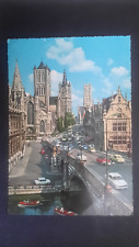 POSTCARD SM GENT 3 TOWERS BELGIUM OLD CAR TRAM ANIMEE 1968
