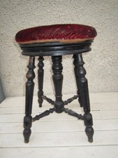 19th Century Napoleon III Turned & Blackened Wood Piano Stool