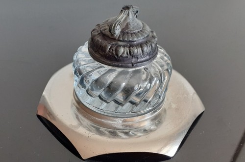 Encrier ancien verre et - encrier,