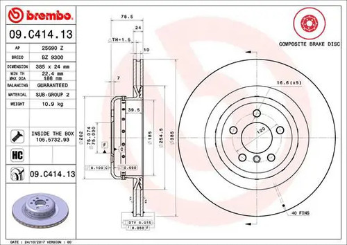 Disque frein ventilé de - 2x,