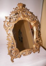 Psyché , miroir de table en bronze doré, de style Louis XV Rocaille fin XIXé