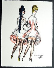 Superbe Lithographie de Kees Van Dongen " Mannequins  , Regards sur Paris "