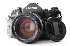 ** MINT LENS ** Canon A-1 Black 35mm SLR + FD 50mm f/1.4 S.S.C. + Cap From Japan