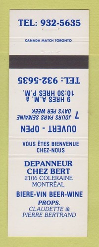Matchbook cover depanneur - matchbook,
