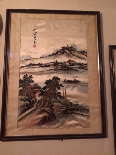 Pair chinese silk paintings - silk,
