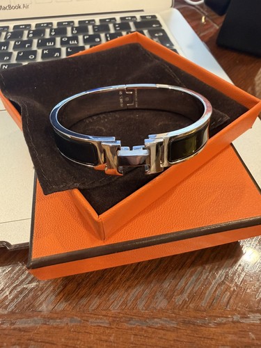 Hermès clic bracelet black - h,