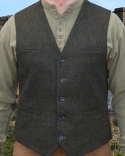 Gilet  from Ireland  Emerald-Isle-Irish Tweed tissu dos plein laine MIX Ireland