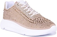 Guess Chaussures Décontractées En Microfibre À Lacets Pour Femmes En Or Uk 3 - 8