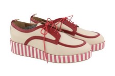 Emporio Armani X3C140 Femme Chaussures EU37 Cuir Beige Semelle Basse à Lacets